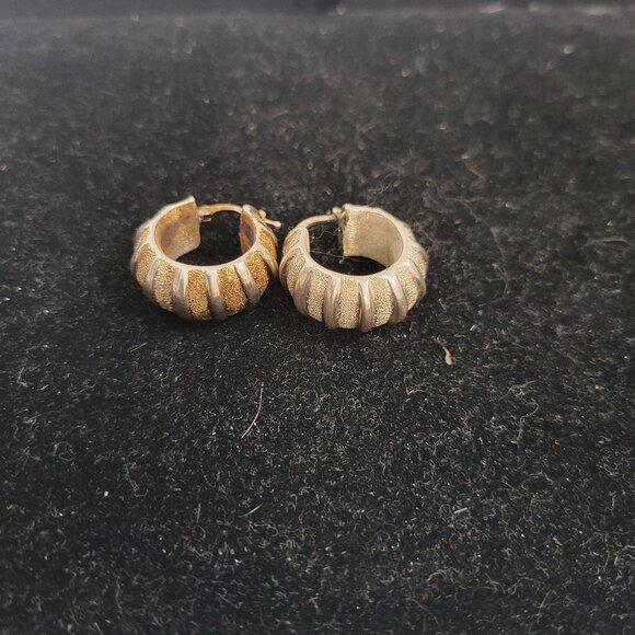 BiColored Earrings from Italy Sterling Silver-One Silver & one Gold Tone - Picture 1 of 5